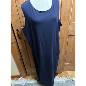 Eileen Fisher Organic Cotton Long Sheath Dress Navy Size XL